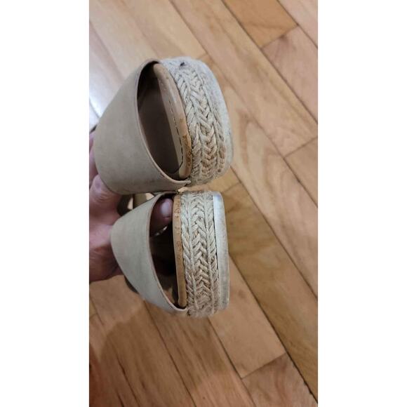 Espadrille Flatform Sandals Ankle Strap Faux Suede Beige Casual Shoes Girls 13 - Picture 5 of 6